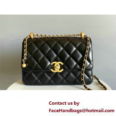 chanel black Shiny Calfskin & Gold-Tone Metal SMALL FLAP BAG 2024 - Click Image to Close